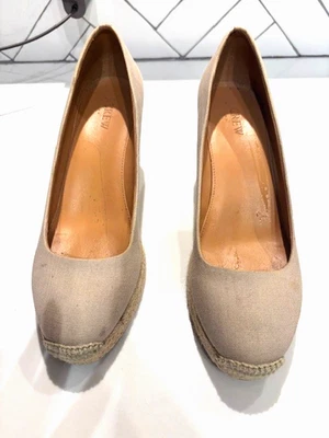 J.CREW 女式帆布鞋楔形 9.5 码棕褐色  — 第 1/4 张图片