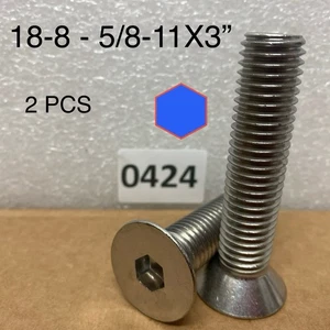 5/8"-11X3” 18-8 Stainless Steel Flat Head Socket Cap Screws (2X) - Picture 1 of 5