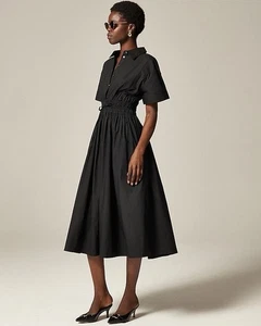 J.Crew Elena shirtdress in cotton poplin black size 6 NWT - Picture 1 of 8