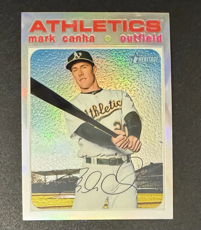Mark Canha 2020 Topps Heritage Chrome Refractor /571 #THC-60 - Oakland Athletics - Image 1 of 2