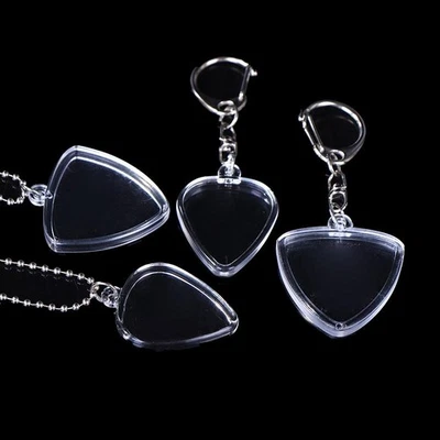 Guitar Pick Collection Box Clear Holder Keyring Bag Heart Shaped Picks Size Case