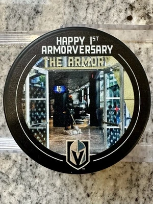 Vegas Golden Knights Happy 1st ARMORVERSARY  Hockey Puck EXTRA RARE NHL - Image 1 of 4