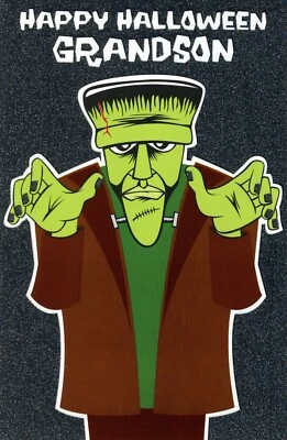 Tarjeta de Halloween espeluznante para nieto, monstruo de Frankenstein por Bella Greetings +✉ Foto 1 de 4