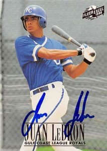 Juan LeBron autographed baseball card (Royals) 1996 Fleer Excel #61 Rookie