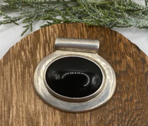 Vintage sterling onyx Taxco Mexico slider pendant - 25.92g - Picture 1 of 4