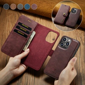 Separable 2in1 Leather Magnetic Wallet Case Cover For iPhone 11 12 13 14 15 7 8 - Picture 1 of 29