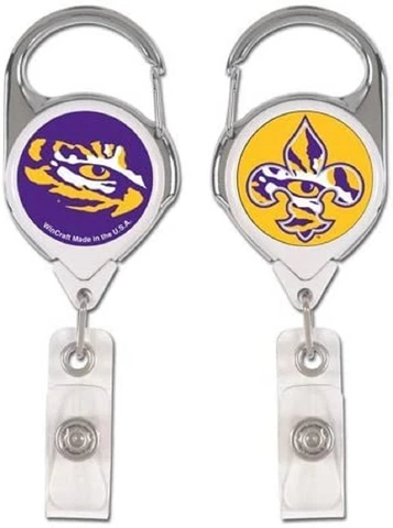 LSU Tigers Retractable Metal Badge Holder [NEW] NCAA Key Chain ID Ring Cover