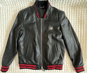 Very Rare XXL Philipp Plein Genuine Lamb Leather Black Cash Teddy Jacket 2XL - Picture 1 of 6