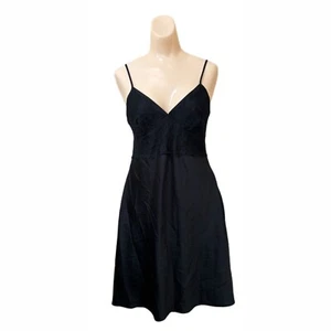 Gilligan OMalley Black Satin Nightgown Small Sleepware Spaghetti Straps V Neck - Picture 1 of 5