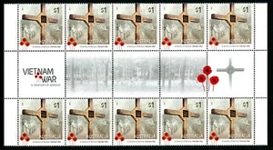 ¡Guerra de Vietnam 2016! Tira de canalón A Century of Service MUH (cruz larga bronceada) - Imagen 1 de 1