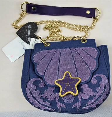 Bolso Bandolera Disney La Sirenita Denim Sillín Nuevo con Etiquetas Cartera Loungefly  Foto 1 de 4