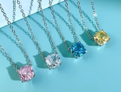 Colgante Color Elegante 2ct, Oro Vermeil 18K, Collar Diamantes Coloridos Cultivados en Laboratorio Foto 1 de 4