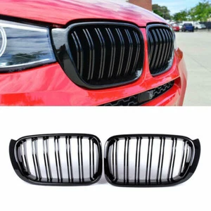 For BMW X3 F25 X4 F26 2014-2017 Front Bumper Kidney Grille Gloss Black Grills - Picture 1 of 7
