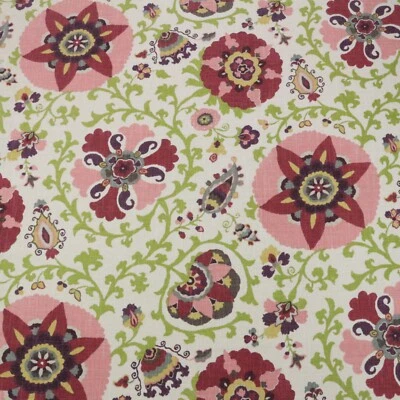 BRAEMORE SILSILA CHERRY BLOSSOM RED SUZANI FLORAL LINEN FABRIC BY YARD 54"W - Image 1 of 4