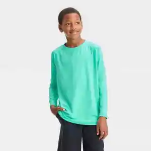 Boys Long Sleeve UPF Shirt Navy - All in Motion S (6/7), Light Teal Green - Picture 1 of 4