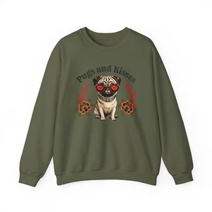 Pug sweater valentines pugs and kisses Unisex Sweatshirt - Picture 1 of 33