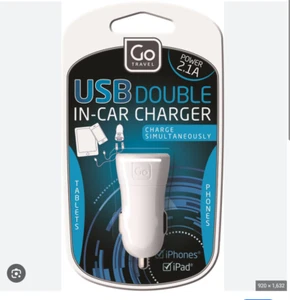 NEW Go Travel USB Double In-Car Charger Power 2.1A Charge Simultaneously - Picture 1 of 4