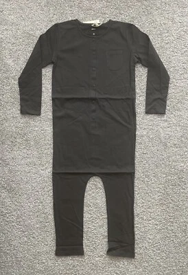Gray Label Organic Kids Clothing One Piece Play Suit Long Sleeve Black 7-8y - Image 1 of 4