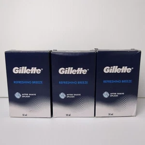 3x Gillette Refreshing Breeze After Shave Splash Masculine Fragrance 50ml - Picture 1 of 7