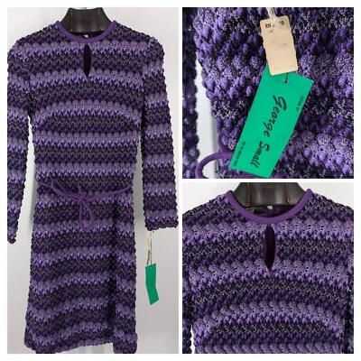 Vestido Vintage Años 60 70 Tejido 3D Hippie Mod Psicodélico Artesanal Textil Cinturón Nuevo con Etiquetas Foto 1 de 4