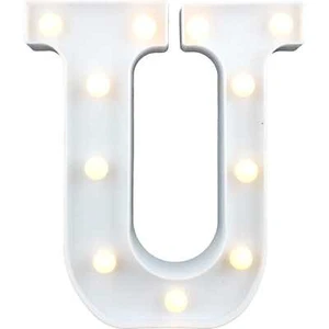 White Plastic Light Up LED Marquee Letter U Wedding Party Table Decoration - Picture 1 of 3