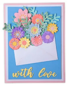 New Retired Sizzix Thinlits Flowers w/Envelope 12pc #665078 Retail $14.99 Ogborn - Picture 1 of 4