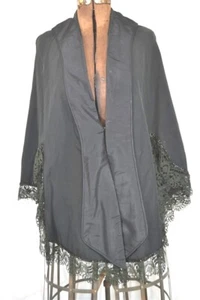 antique cape capelet mantel black beaded w/lace Victorian fancy original  - Picture 1 of 7