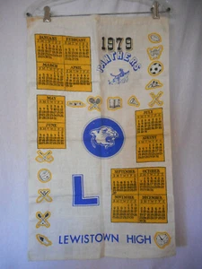 Vintage 1979 Lewistown Pathers Sport Leinen Küchentuch Kalender - Bild 1 von 8