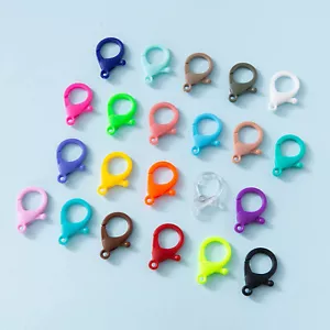 50 Pcs Mixed Color Plastic Keychain Clips 1" for Crafts Lobster Claw Clasps Snap - Picture 1 of 12