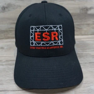 ESR Hat Cap L-XL Flexfit Yupoong Black Event Scaffold Logo Spell Out - Picture 1 of 8
