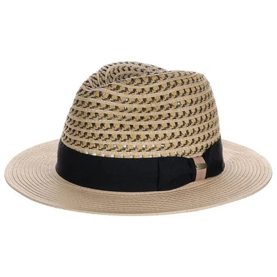 SOMBRERO FEDORA ESCALA PARA HOMBRES * L/XL * NUEVO TRENZADO PAJA ESTILO PANAMÁ SAFARI SOMBREADO PARA EL SOL Foto 1 de 3