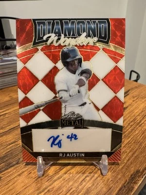 2024 Leaf Metal Baseball RJ Austin Prospect Rookie Auto RC #1/1 Red Flood 🔥📈 - Image 1 of 2