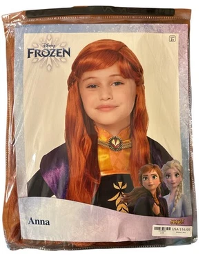 Peruca Disney Frozen Anna 2 para meninas castanha jovem criança tamanho único 3+ Halloween  - Imagem 1 de 3