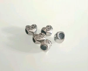 Großlochperle Herz LOVE altsilber 5 Stück 10mm Bead Zwischenstück  - Bild 1 von 2
