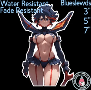 Kill La Kill Ryūko Matoi 3" / 5" / 7" Lewd Anime Laptop Bottle Sticker - Picture 1 of 1