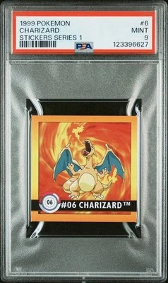1999 Pokemon Stickers Series 1 Charizard VINTAGE PSA 9 MINT #6 - Image 1 of 2