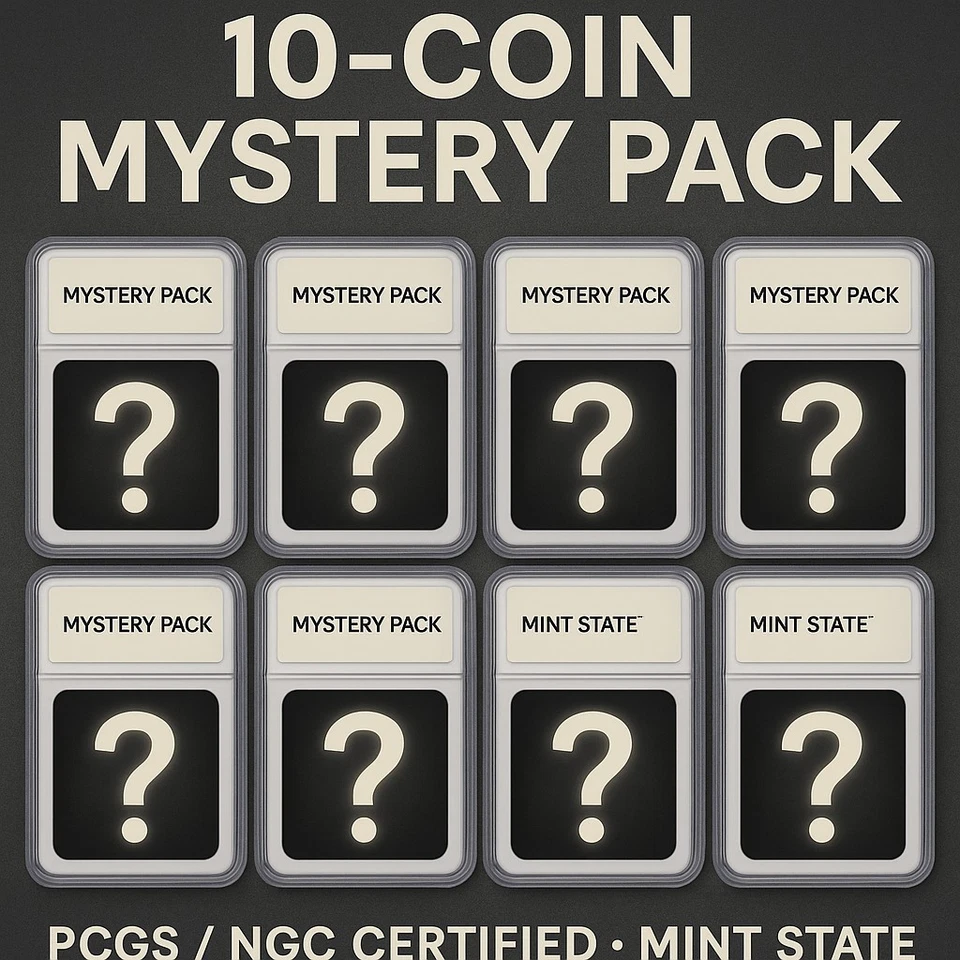 🔥 10-Coin Mystery Slab Pack – PCGS / NGC Certified US Coins – Mint State MS - Image 1 of 2
