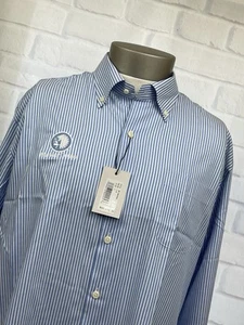 Camisa de manga larga Peter Millar azul a rayas con botones talla L nueva con etiquetas - Imagen 1 de 16