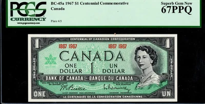 $1 1967 Canada Centennial Commemorative Devil's Face Hair PCGS Superb Gem 67PPQ - Image 1 of 2
