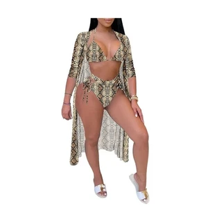 Women's Printed High Waisted 3 Piece Bikini Set XL  - Picture 1 of 6