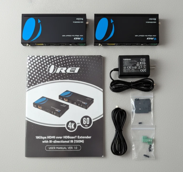 Orei UHD-EXB400R-K HDBaseT 4K 60Hz HDMI Extender 400ft Over CAT6 PoE OPEN BOX - Image 1 of 4