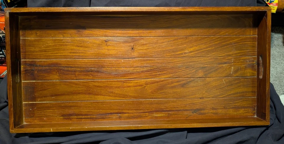 "30"x"14”  Solid Wooden Decorative Tray-Metal Corner Accents-Very Large - Image 1 of 4