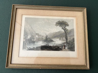 Impresión artística original enmarcada WH Bartlett "Little Falls" en el Mohawk - color Foto 1 de 4