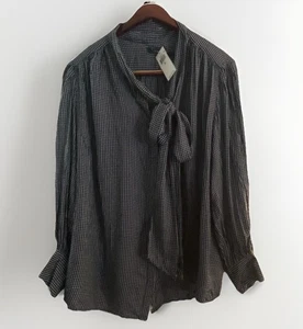 Lauren Ralph Lauren NWT Blouse Sz 3XL Plaid Button Up Ribbon On The Neck viscose - Picture 1 of 10