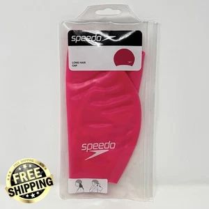 Speedo Langhaar Badekappe Unisex Silikon Leicht Robust Passform Rosa Neu - Bild 1 von 2