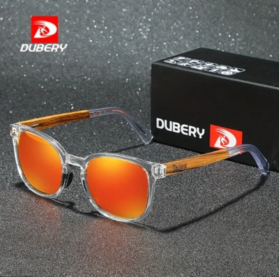 Óculos de sol polarizado quadrado de madeira masculino DUBERY feminino óculos retrô templo de madeira - Imagem 1 de 4