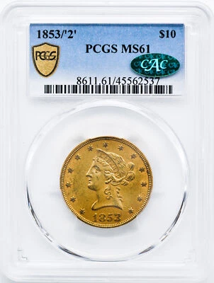 1853/'2' LIBERTY HEAD $10 PCGS MS 61 - Image 1 of 4