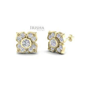 0.24CT. GENUINE DIAMOND DAZZLE FLOWER DESIGN STUD-EARRINGS IN 14K GOLD - Imagen 1 de 3