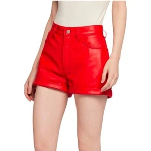 Current Elliott Leather The Harry High Waisted Short Red Size 27 retail $484 - Picture 1 of 9