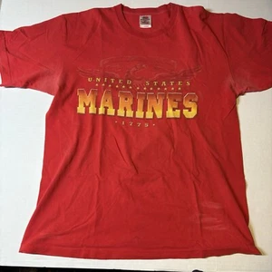 Bayside Marines Red Logo Graphic T-Shirt Vtg USMC Sz L A2869 - Picture 1 of 8